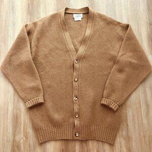 Mark Cross 100% Camel Hair Cardigan Scotland Men's XL Heavyweight Textured Knit